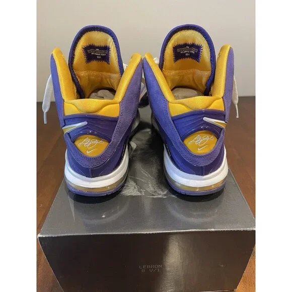 Nike Lebron 8 Lakers Purple Yellow Suede 2020 DC8380-500 Shoes Mens 10.5 w/Box - Picture 4 of 5